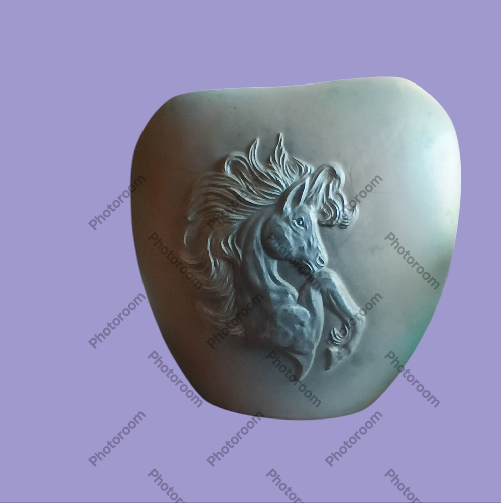 Majestic Embossed Horse Vase in Gray